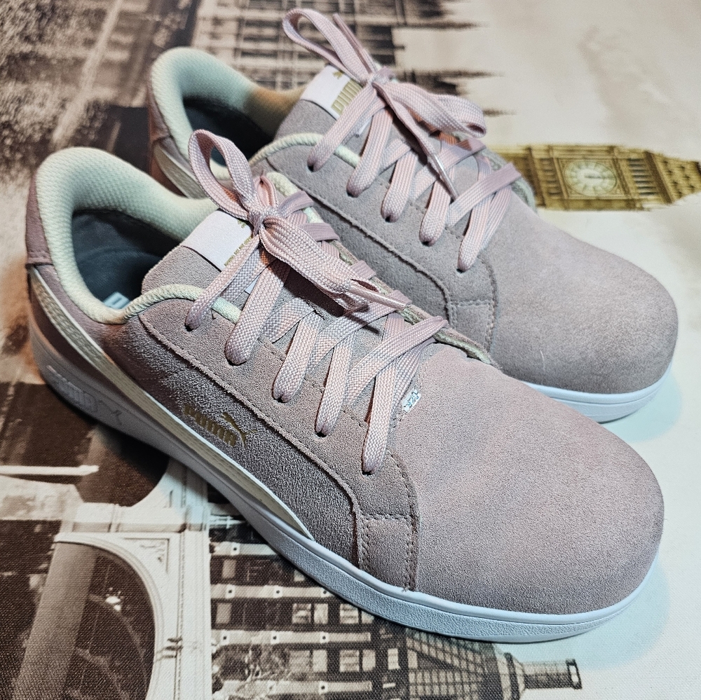 Puma iconic suede work pink safe toe shoes  sneakers women size 9 -oil resistant